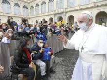 Pope Francis’ general audience in the San Damaso Courtyard of the Apostolic Palace, May 19, 2021.